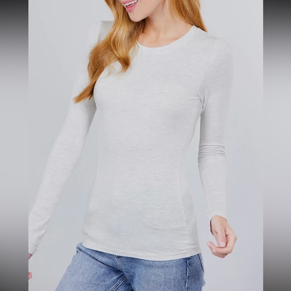 LONG SLEEVE CREW NECK COTTON SPANDEX JERSEY TOP